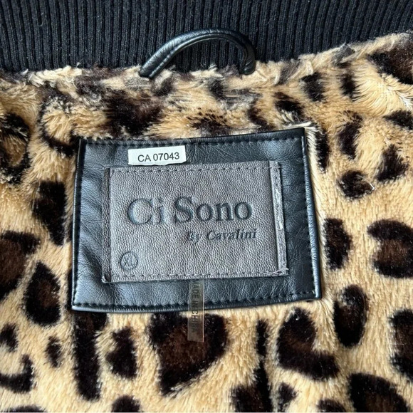 Ci Sono By Cavalini Black Faux Leather Bomber Jacket - Picture 8 of 16